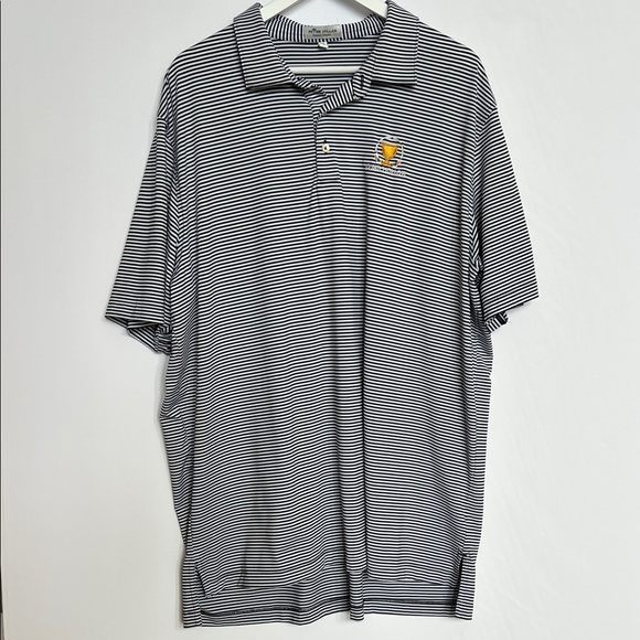 Peter Miller Quail Hollow Carolina CAT Stripe Black White Performance Polo XXL - Picture 1 of 8